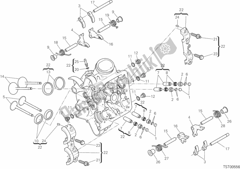 Alle onderdelen voor de Horizontale Cilinderkop van de Ducati Multistrada 1200 Touring 2017